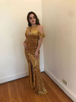 Cut Out Cold Shoulder Slit Thigh Mermaid Hem Sequin Prom Dress | eBay