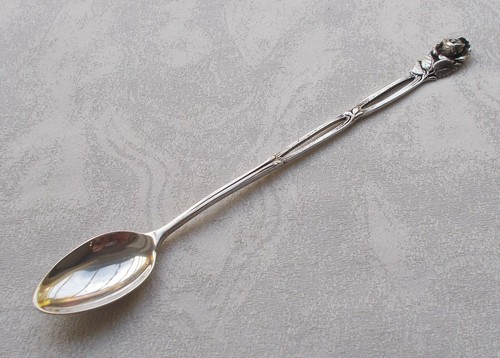 *RAR* Seltener Eistea- / Limonaden- löffel in Rosendesign aus 800er Silber - 第 1/5 張圖片