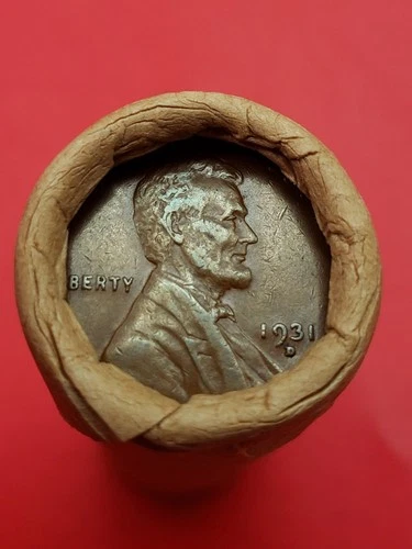 AU 1931-D LINCOLN WHEAT CENT 1912D LINCOLN WHEAT PENNY COIN ROLL ENDS BANKROLLED