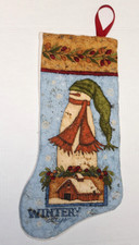 Handsewn  Quilted Wintery Days Snowman Christmas Stocking