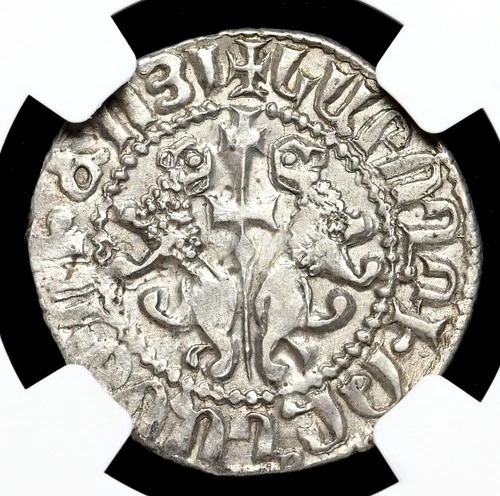 CRUSADERS, Cilician Armenia. Levon I. 1198-1219. Silver Tram. NGC AU Details