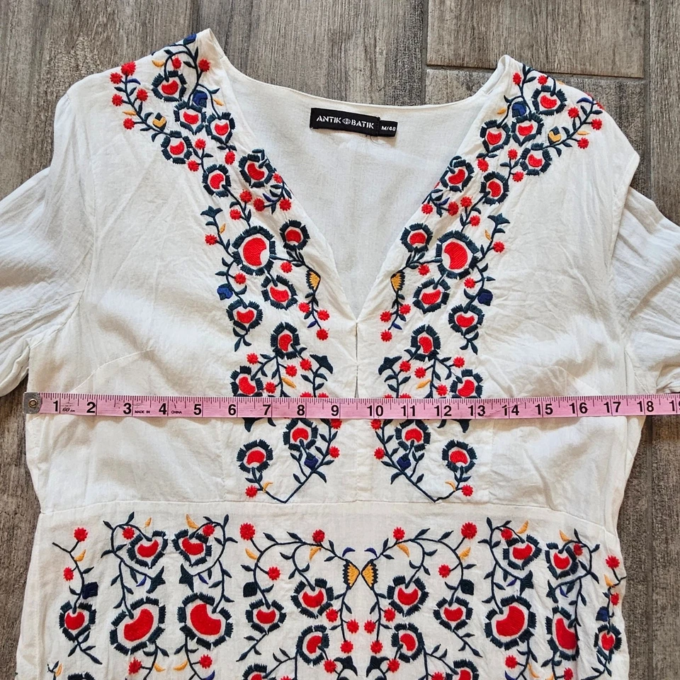 Vestido Largo Antik Batik Daylee Talla M Floral Bordado Boho Maxi Cuello en V Boho Foto 3 de 4