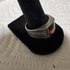 925 Sterling Silver Statement Ring Red Square Zircon Signed, Size 12.5 — photo 2