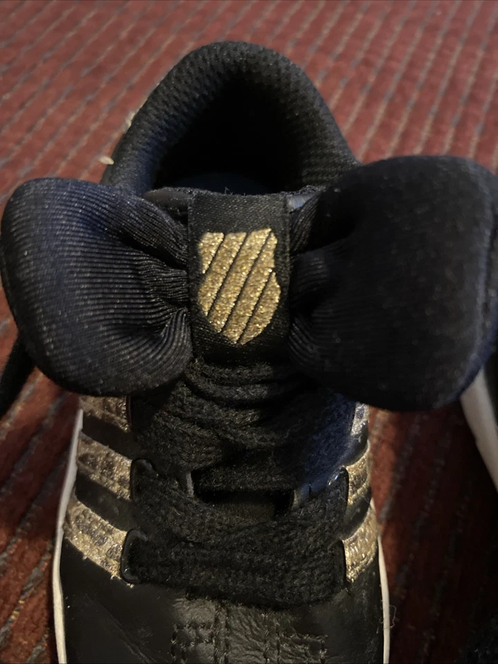 ZAPATILLAS K-SWISS INFANTIL NIÑA LEOPARDO RAYAS NEGRAS/DORADAS CON LAZOS TALLA 5 Foto 4 de 4