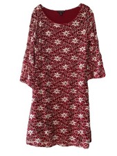 Blooming Rose Womens Size Large Red Floral Lace Boho Flare Sleeve Lined Dress