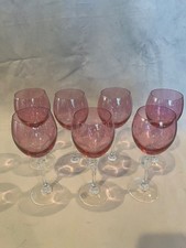 Bohemia Colony Rose Color Wine Glasses Czech Republic Set of 7