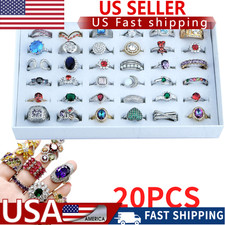 20PCS Wholesale Colorful Crystal Mixed Rings Bulk Finger Band Ring Jewelry Gift