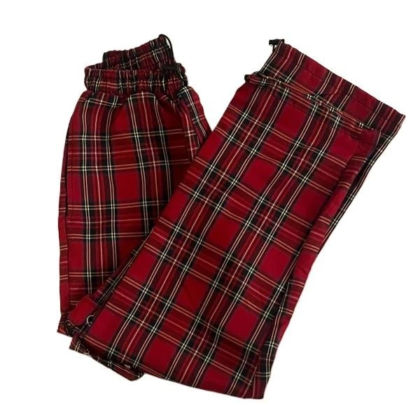 Pantalones para mujer Red Plaid Emo Punk Y2k Rave con cadena talla mediana 23x27 Foto 3 de 4