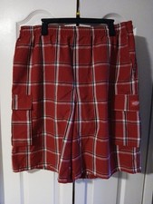 Shaka Wear Red Plaid Cargo Shorts Size 3XL Baggy