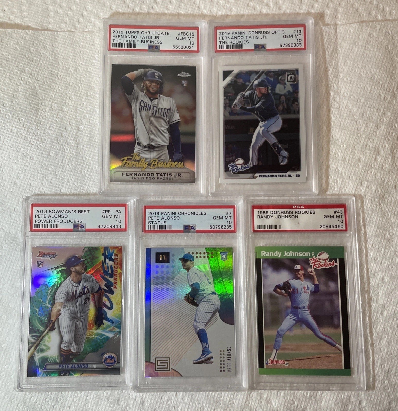 FERNANDO TATIS JR, PETE ALONSO ROOKIE CARD - PSA 10 FREE RANDY JOHNSON RC view 3