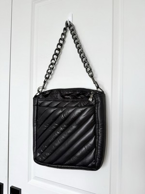Think Royln Quilted Crossbody Chain Link Black Bag Chain Link