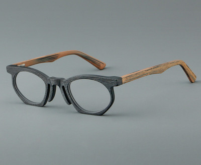 Japanese Retro Wood Grain Oval Acetate Eyeglass Frames Reading Glasses 46-27-145