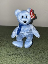 Ty Beanie Babies 1999 Holiday Teddy Bear Plush - Blue. Retired, rare with errors