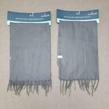 NEW 2 Pack Winter Fleece Warmer Scarf Soft Unisex Gray or for Crafting 59"x9.5"