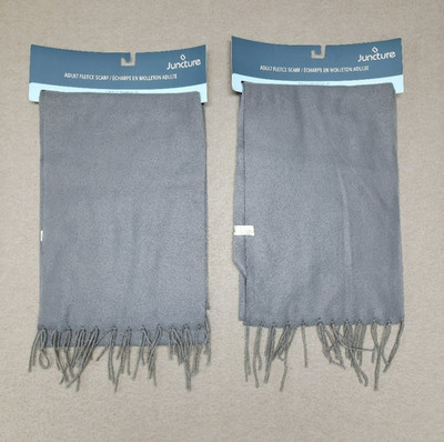 NEW~ 2 Pack Winter Fleece Warmer Scarf Soft Unisex Gray or for Crafting 59''x9.5''