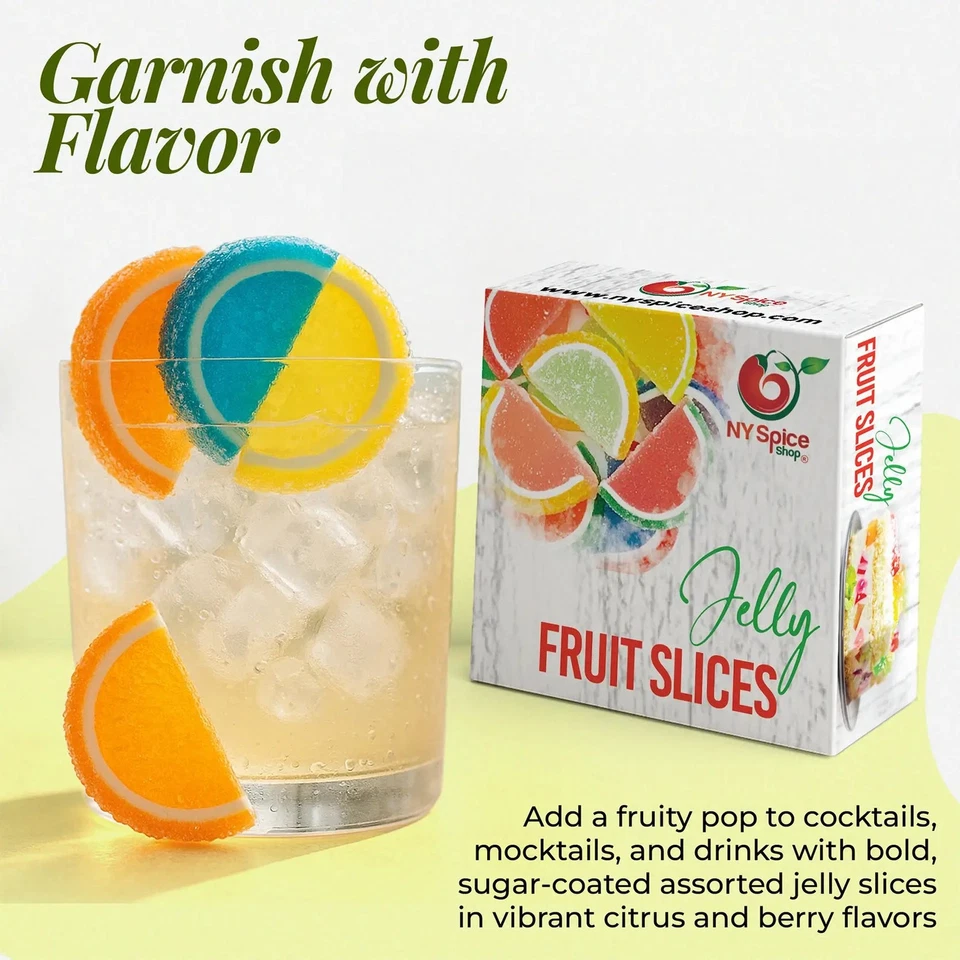 Surtido de rebanadas de frutas gourmet masticables suaves caramelos gomosos a granel frescos de NY Spice Foto 2 de 4