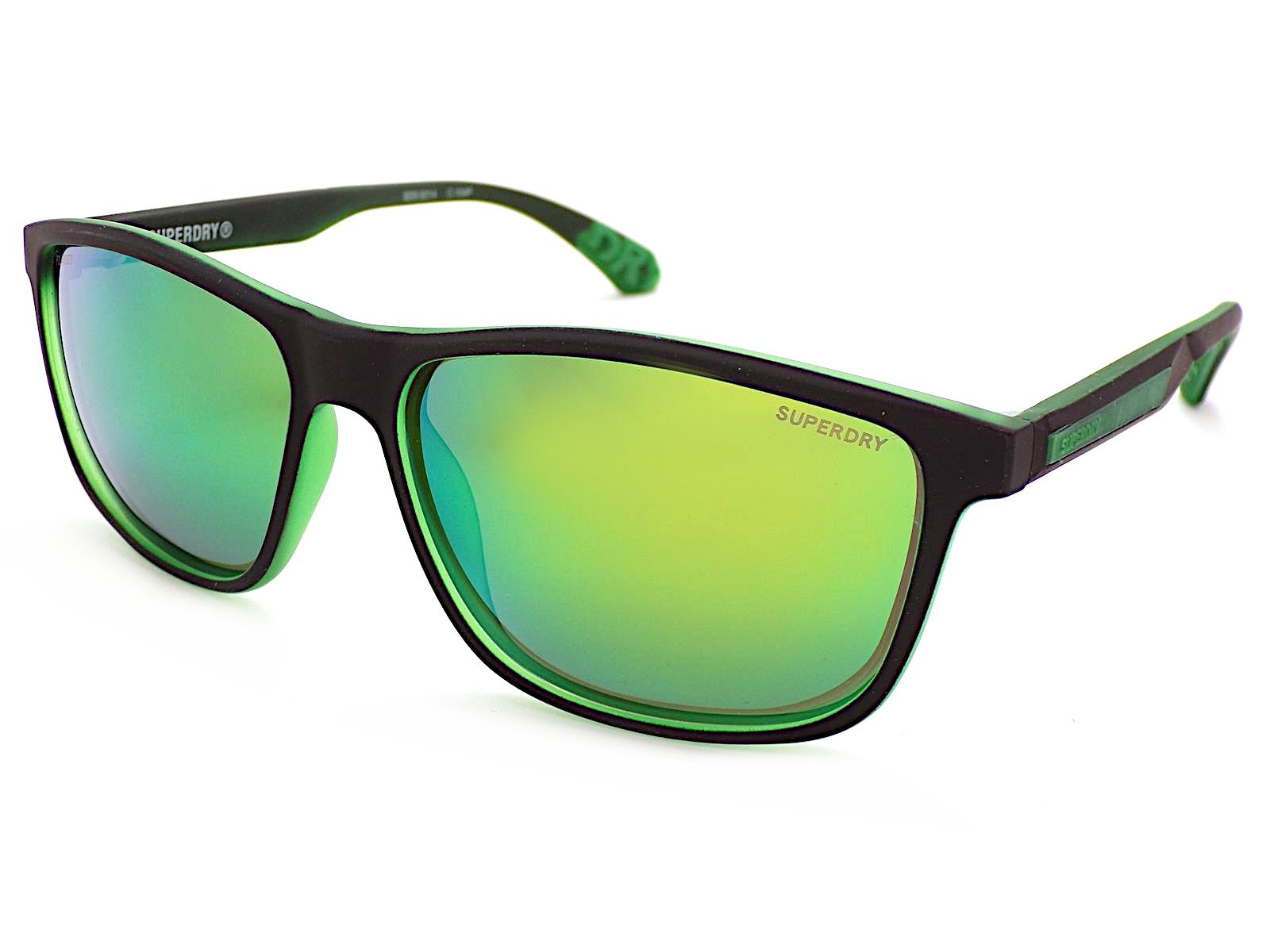 Superdry SDS 5014 Polarized Sunglasses Rubber Black w/ Green Mirror Lenses 104P