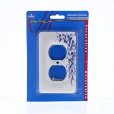 Leviton Porcelain Decorative Blue Vine Flower Receptacle Wallplate Outlet Cover