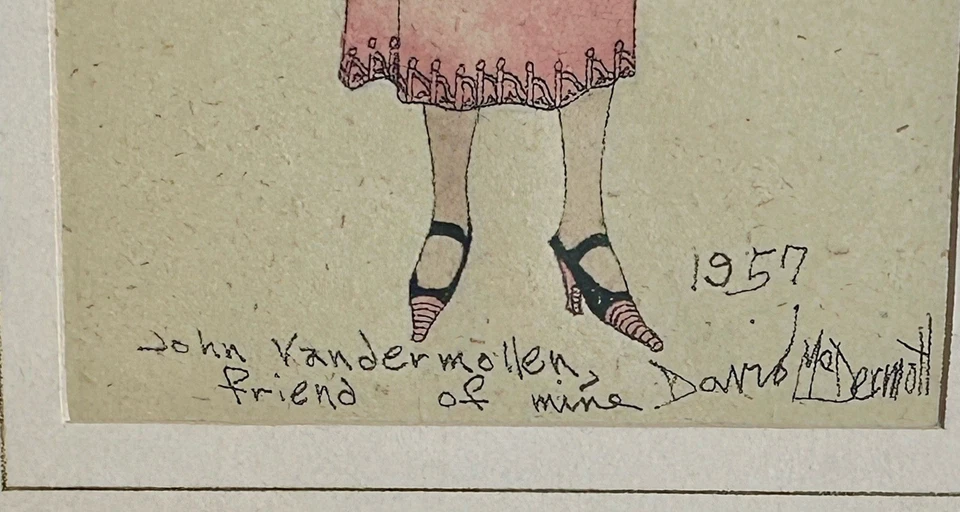 "Ilustración de moda 1957 impresión en acuarela firmada por David McDermott 13"" x 17""" Foto 2 de 4