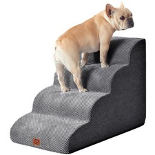 Curved Dog Stairs Ramp for High Beds 19.7" H, 4-Step Dog Steps for Small Dogs...
