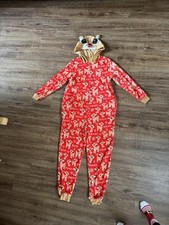 Rudolph Christmas Reindeer Pajamas Sleepwear Adult Bodysuit One Piece XL 16-18