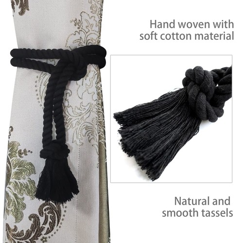 6 Pack Curtain tiebacks Rope, Outdoor Curtain Tiebacks, Natural Cotton Curtai... - Picture 4 of 5