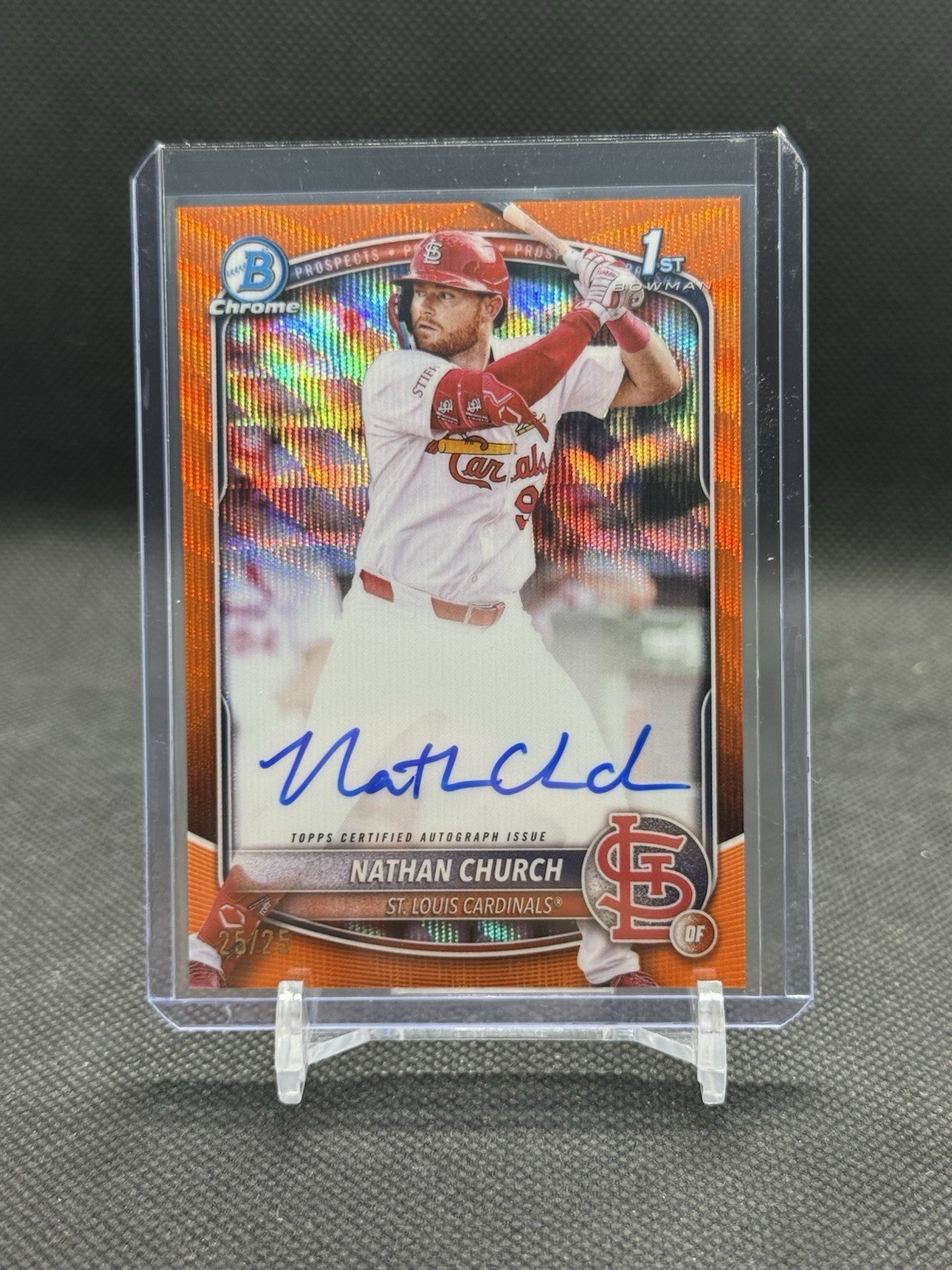 2025 Bowman Chrome 1st Nathan Church Orange Wave Refractor Auto #25/25 CPA-NCH