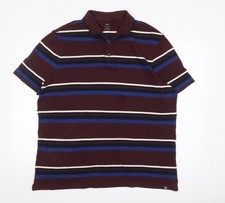 Marks and Spencer Men Brown Striped 2XL Regular Fit Polo Shirt