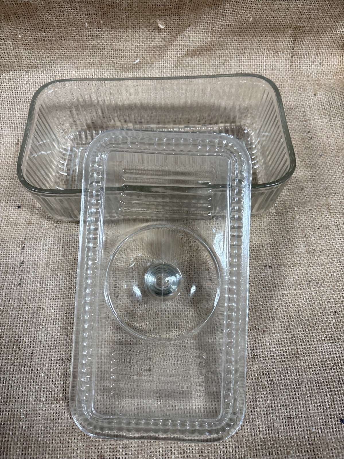 Rectangle Glass Refrigerator Dish With Lid Vintage 9x5.5