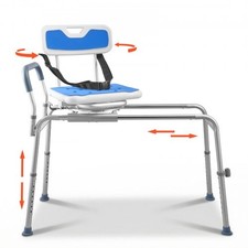 Sliding Shower Chair, 400 lbs Tub Transfer Bench for Bathtub with Swivel Seat, P
