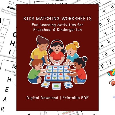 Kids Matching Worksheets | Alphabet, Numbers, Colors & Shadow Match