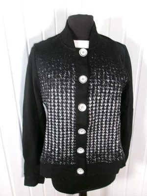 Gros Pull boutons gilet laine/coton noir/blanc Pause Café 46/48 - Photo 1/4