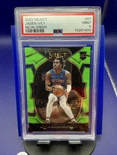 2022-23 Panini Select Concourse RC Jaden Ivey #87 Neon Green Prizm /75 - PSA 9