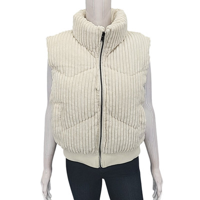 Indigo Thread Co Puffer Zip Front Vest Large Size Off White Jacket with Pockets