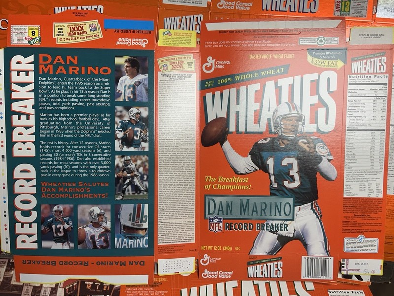 Vintage Unassembled Wheaties Box Dan Marino Record Breaker Miami Dolphins
