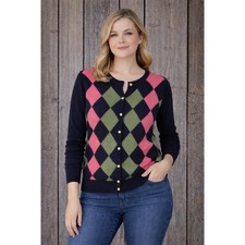 J. Crew Preppy Argyle Cardigan Sweater Button Front Medium