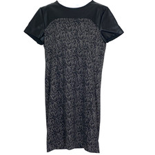 Michael Kors Dress Womens Size 16 Black Tweed Imitation Leather Shift Style