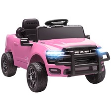 Qaba 12V Licensed Dodge RAM 3500 Kids Ride on Car with Dual Motors, Pink