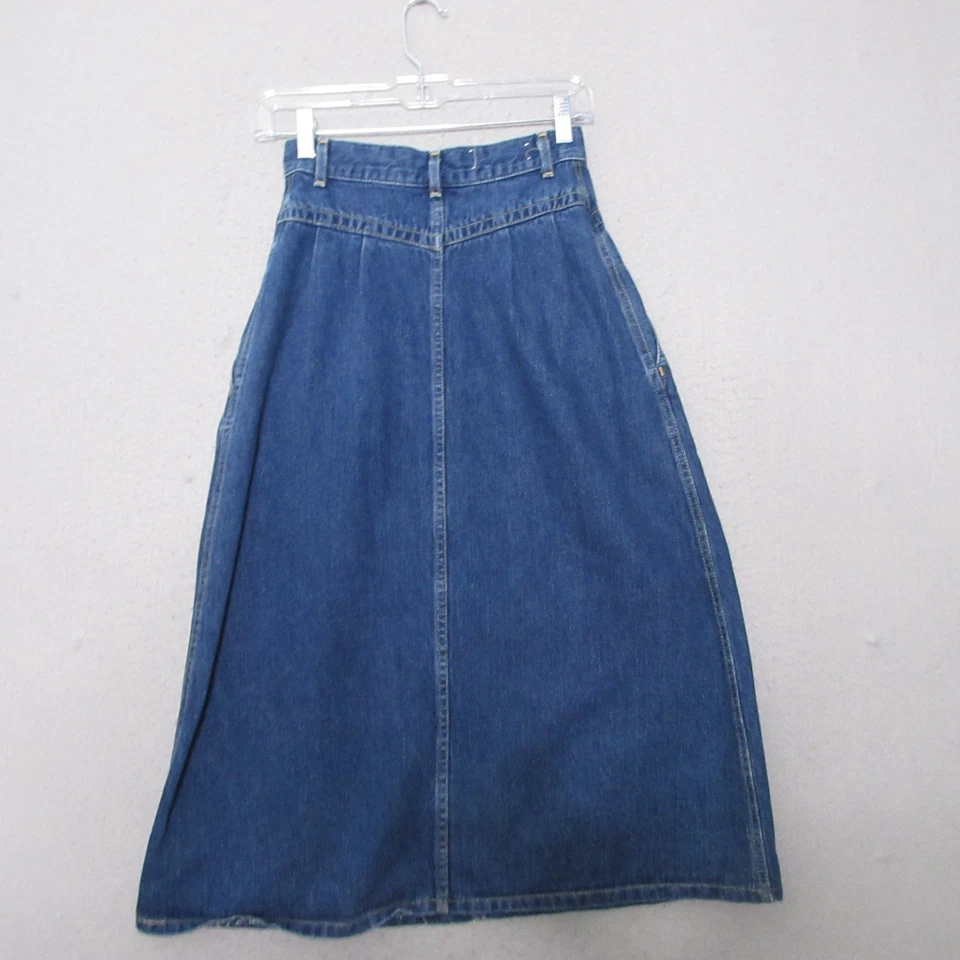 Винтажный Lee Jean юбка джинсовой ткани Midi плиссированные Союза сделано в США 100% хлопок карманы - Изображение 2 из 4