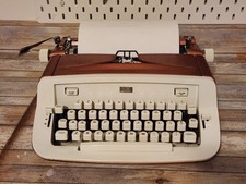 Vintage Sears Cutlass Portable Manual Typewriter Two Tone Copper & White 1960s thumbnail