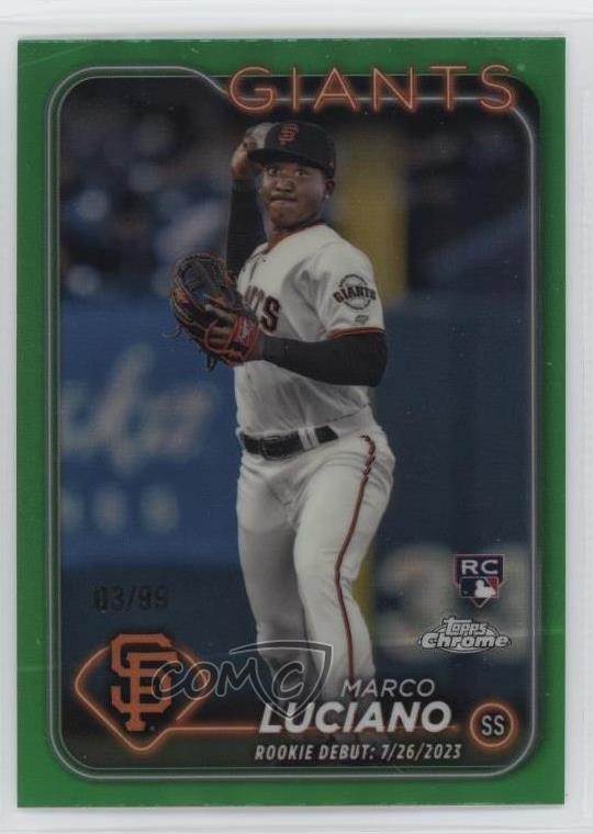 2024 Topps Chrome Update Rookie Debut Green Refractor 3/99 Marco Luciano 1dh2