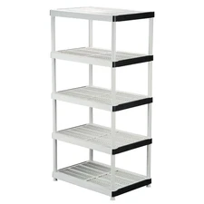 Storage Shelf Rack Plastic Heavy Duty 5 Tier Garage Home Shelving Organizer Unit