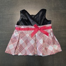 Build A Bear Holiday Plaid Velvet Pleated Dress