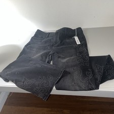 Chico's Blk Jeans Women's 2R US-12R Hi-Rise Slimming Girlfriend Flare 32  Inseam