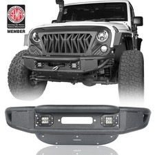 For 2007-2018 Jeep Wrangler Jk Stubby Front Bumper Wwinch Plate 2x Led Lights For 2007-2018 Jeep Wrangler Jk Stubby Front Bumper Wwinch Plate 2x Led Lights