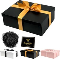 Geschenkbox Mit Deckel 25 X 18 X 8,5 Cm, Schwarze Geschenkbox Mit Schleife