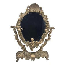 Vintage Rococo Baroque French Style Gold Table Mirror 15 X 12