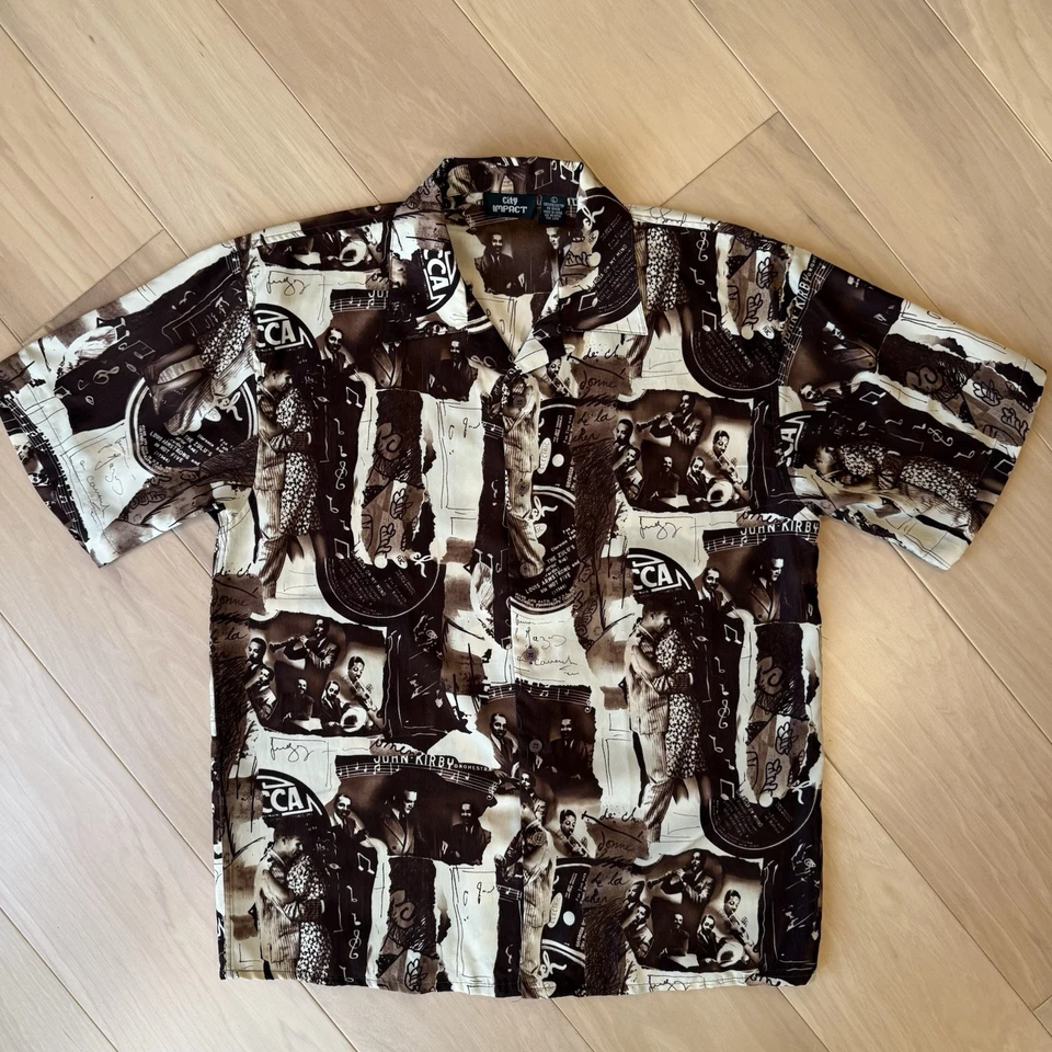 Vintage New Orleans Jazz Shirt L Multicolor 90s City Impact John Kirby Music AOP - Image 2 of 4