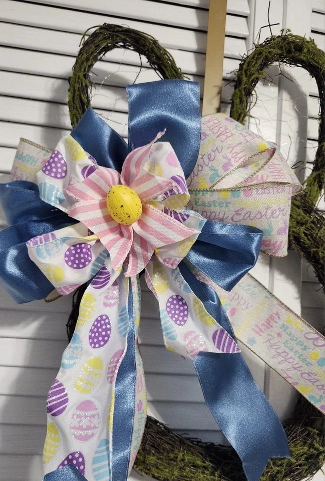 Enorme Arco Corona Azul Satén Cinta Linterna Topper Decoración Huevo Envío Gratis Foto 3 de 4