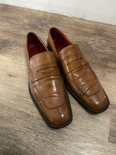 Versace Brown Penny Loafer Leather Dress Men Shoes Size 42 1/2 (9.5)